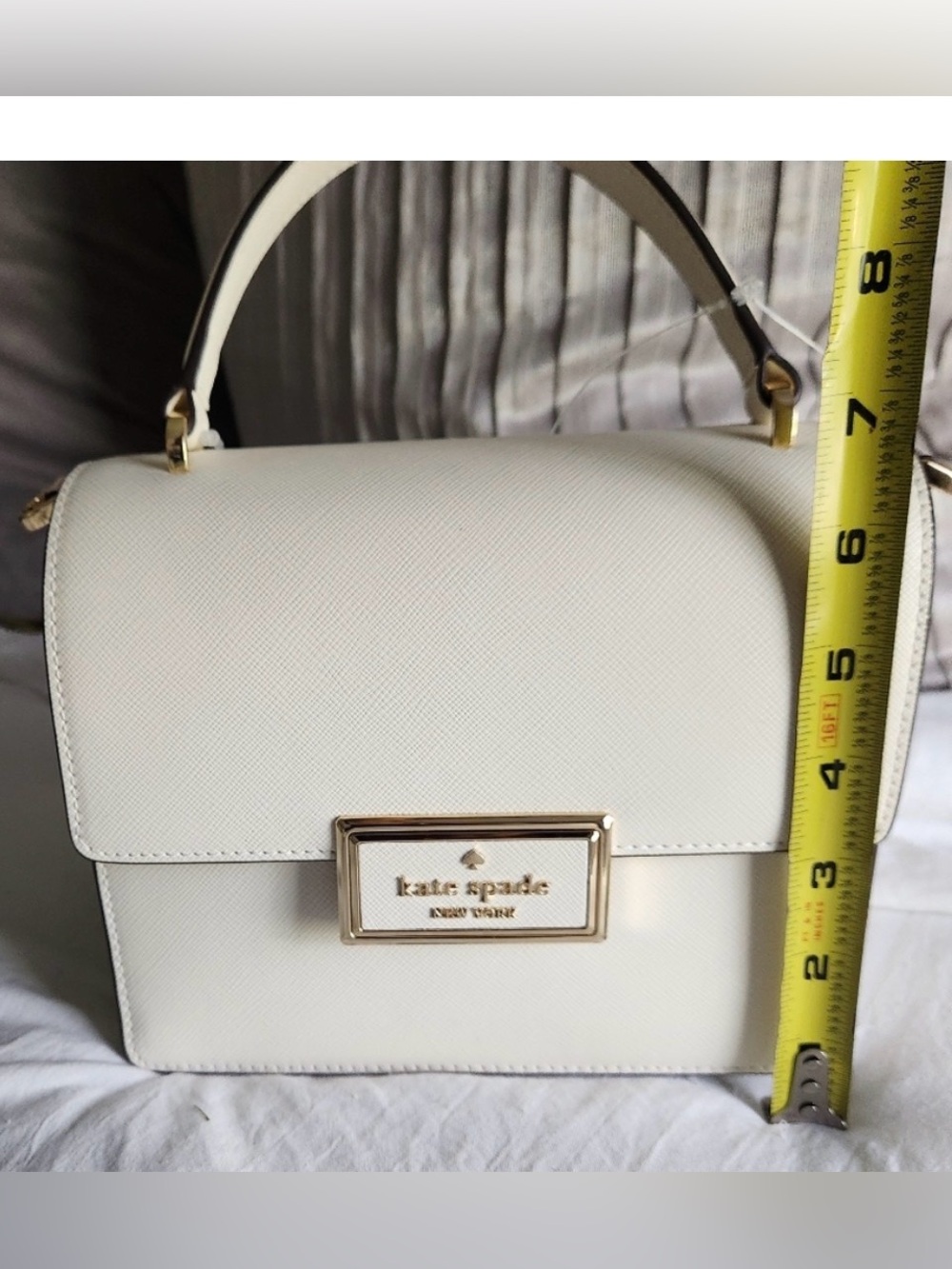 Kate Spade Reegan Cream Saffiano Leather Top handle Crossbody Tote - NWT - Picture 6 of 12